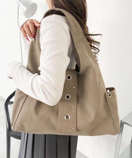 WEGO（ウィゴー）の「WEGO/ハトメデザインワンハンドルトート（トートバッグ・レディース・ベージュ/ブラウン/ブラック・FREE）」の11枚目の写真