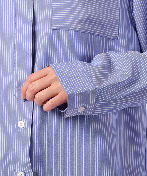 Arnold Palmer（アーノルドパーマー）の「イージーケア アソート ストライプシャツ（シャツ/ブラウス・レディース・ブルー系1/ブルー系2/ブルー系3・S/L/M）」の15枚目の写真