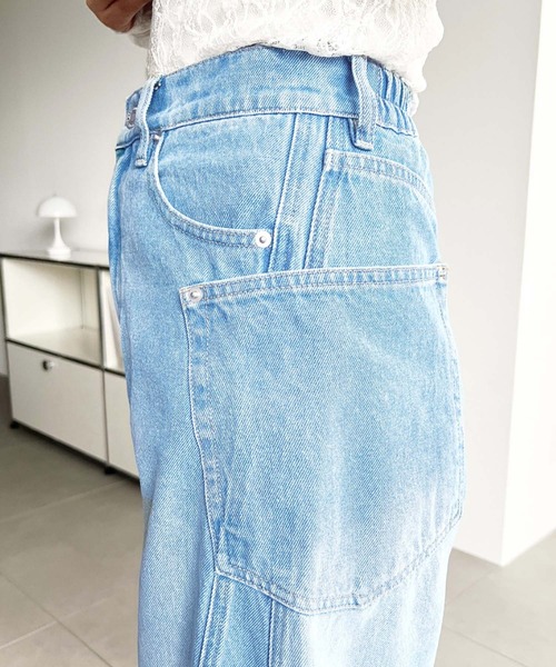 moment+(モーメントプラス)の「ビッグポケット切替カーブデニム(デニムパンツ・レディース・ブラック/サックスブルー/インディゴブルー・S/M/L)」の20枚目の写真