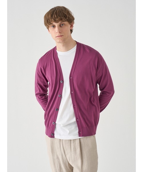 JOHN SMEDLEY（ジョンスメドレー）の「Ｖネック長袖コットンニットカーディガン（カーディガン/ボレロ・メンズ・ワインレッド・S/M/L）」の3枚目の写真
