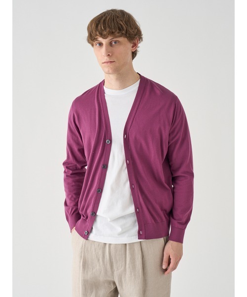JOHN SMEDLEY（ジョンスメドレー）の「Ｖネック長袖コットンニットカーディガン（カーディガン/ボレロ・メンズ・ワインレッド・S/M/L）」の4枚目の写真