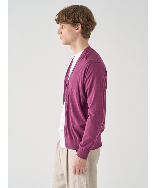 JOHN SMEDLEY（ジョンスメドレー）の「Ｖネック長袖コットンニットカーディガン（カーディガン/ボレロ・メンズ・ワインレッド・S/M/L）」の5枚目の写真