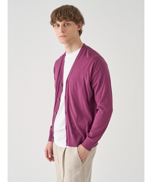 JOHN SMEDLEY（ジョンスメドレー）の「Ｖネック長袖コットンニットカーディガン（カーディガン/ボレロ・メンズ・ワインレッド・S/M/L）」の6枚目の写真