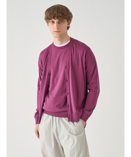 JOHN SMEDLEY（ジョンスメドレー）の「Ｖネック長袖コットンニットカーディガン（カーディガン/ボレロ・メンズ・ワインレッド・S/M/L）」の8枚目の写真