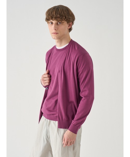 JOHN SMEDLEY（ジョンスメドレー）の「Ｖネック長袖コットンニットカーディガン（カーディガン/ボレロ・メンズ・ワインレッド・S/M/L）」の9枚目の写真
