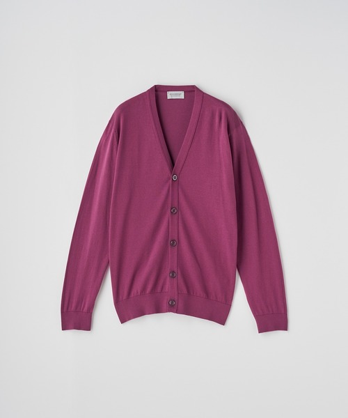 JOHN SMEDLEY（ジョンスメドレー）の「Ｖネック長袖コットンニットカーディガン（カーディガン/ボレロ・メンズ・ワインレッド・S/M/L）」の2枚目の写真