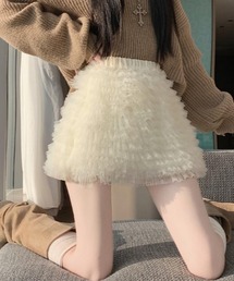 【26春新作】ボリュームチュール ティアードミニスカート