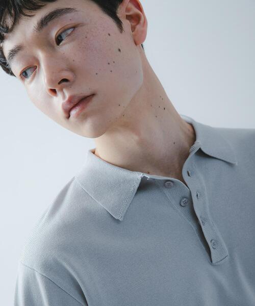 SENSE OF PLACE by URBAN RESEARCH（センスオブプレイスバイアーバンリサーチ）の「『洗濯可/防花粉』SKINProofニットポロシャツ（ニット/セーター・メンズ・ネイビー/チャコールグレー/ライトグレー・LARGE/MEDIUM）」の4枚目の写真
