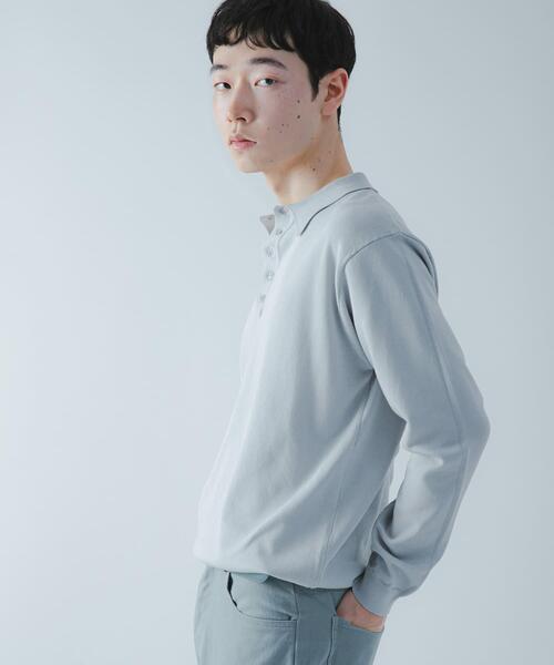 SENSE OF PLACE by URBAN RESEARCH（センスオブプレイスバイアーバンリサーチ）の「『洗濯可/防花粉』SKINProofニットポロシャツ（ニット/セーター・メンズ・ネイビー/チャコールグレー/ライトグレー・LARGE/MEDIUM）」の6枚目の写真