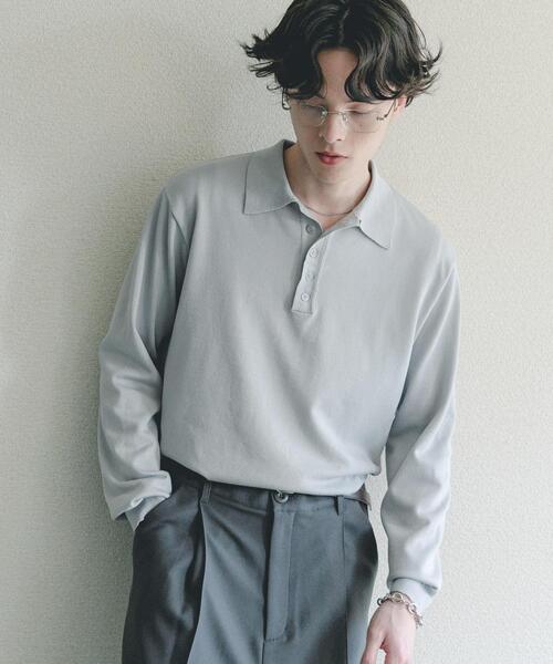 SENSE OF PLACE by URBAN RESEARCH（センスオブプレイスバイアーバンリサーチ）の「『洗濯可/防花粉』SKINProofニットポロシャツ（ニット/セーター・メンズ・ネイビー/チャコールグレー/ライトグレー・LARGE/MEDIUM）」の11枚目の写真