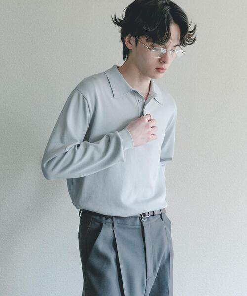 SENSE OF PLACE by URBAN RESEARCH（センスオブプレイスバイアーバンリサーチ）の「『洗濯可/防花粉』SKINProofニットポロシャツ（ニット/セーター・メンズ・ネイビー/チャコールグレー/ライトグレー・LARGE/MEDIUM）」の12枚目の写真