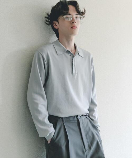 SENSE OF PLACE by URBAN RESEARCH（センスオブプレイスバイアーバンリサーチ）の「『洗濯可/防花粉』SKINProofニットポロシャツ（ニット/セーター・メンズ・ネイビー/チャコールグレー/ライトグレー・LARGE/MEDIUM）」の13枚目の写真