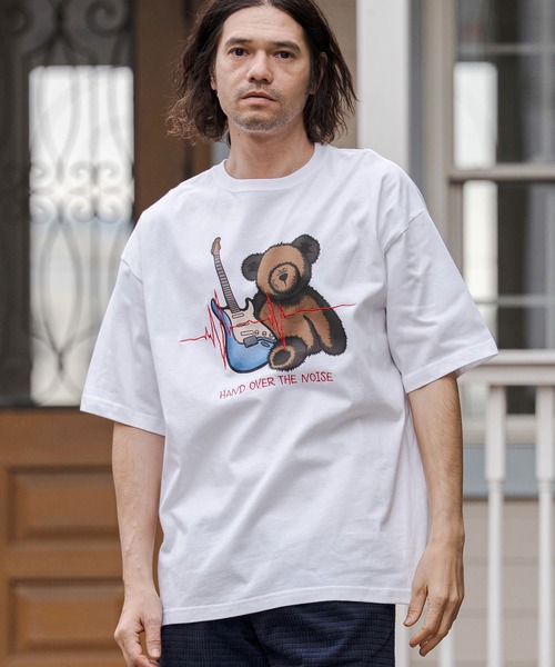 CAMBIO(カンビオ)の「mt10272- ビッグシルエットプリント×刺繍T(Rock Bear) Tシャツ(CASD-178)(Tシャツ/カットソー・メンズ・ホワイト×グリーン/ホワイト×レッド/ホワイト×イエロー・XL/L/M/S)」の9枚目の写真