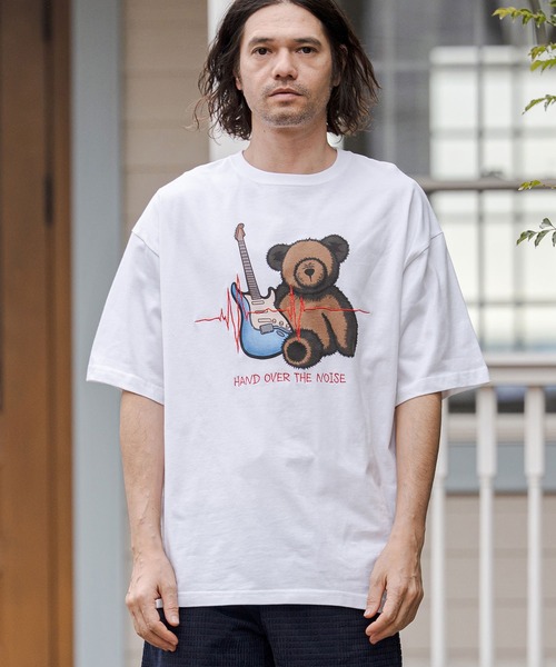 CAMBIO(カンビオ)の「mt10272- ビッグシルエットプリント×刺繍T(Rock Bear) Tシャツ(CASD-178)(Tシャツ/カットソー・メンズ・ホワイト×グリーン/ホワイト×レッド/ホワイト×イエロー・XL/L/M/S)」の10枚目の写真