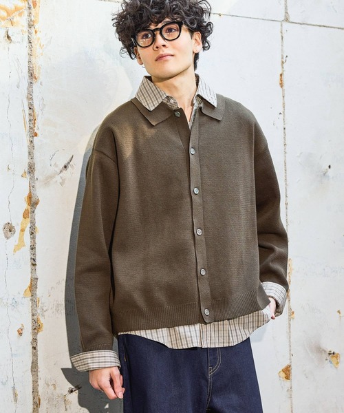 niko and...（ニコアンド）の「重ね襟レイヤードカーディガン（カーディガン/ボレロ・メンズ・グレー/ダークブラウン/ブラック・LARGE/MEDIUM）」の3枚目の写真