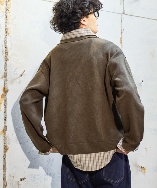 niko and...（ニコアンド）の「重ね襟レイヤードカーディガン（カーディガン/ボレロ・メンズ・グレー/ダークブラウン/ブラック・LARGE/MEDIUM）」の8枚目の写真