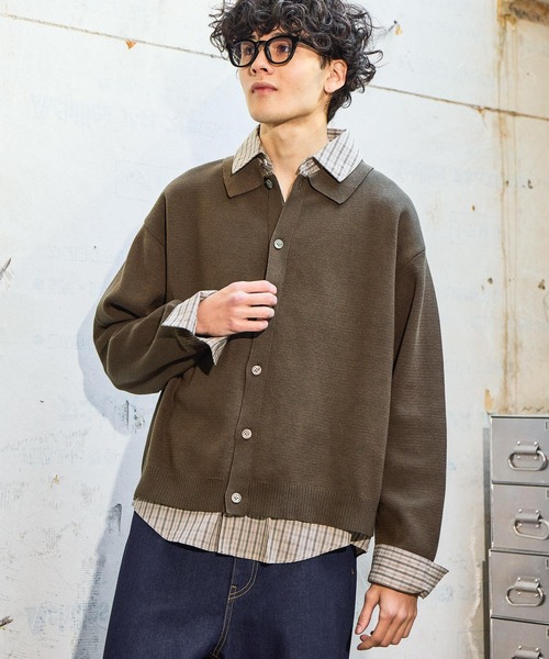 niko and...（ニコアンド）の「重ね襟レイヤードカーディガン（カーディガン/ボレロ・メンズ・グレー/ダークブラウン/ブラック・LARGE/MEDIUM）」の7枚目の写真