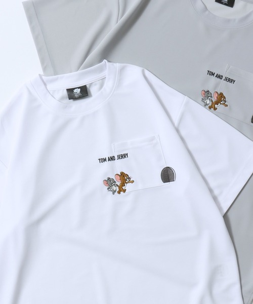 Tom&Jerry(トムアンドジェリー)の「Tom&Jerry/トムとジェリー アムンゼン オーバーサイズ ワンポイント刺繍 ポケット 半袖Tシャツ レディース メンズ(Tシャツ/カットソー・レディース・スミクロ/ブルー/ホワイト/ライトグレー・M/L/LL)」の2枚目の写真