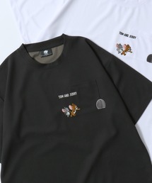 Tom＆Jerry/トムとジェリー アムンゼン オーバーサイズ ワンポイント刺繍 ポケット 半袖Tシャツ レディース メンズ