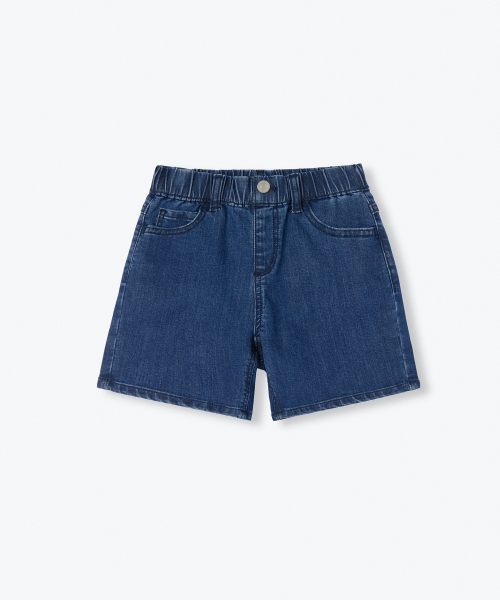 MUSINSA STANDARD KIDS（ムシンサスタンダードキッズ）の「[クールスタンダード] バンディングデニムミニショーツ [ディープインディゴ]（その他パンツ・レディース・その他・110/120/130/140/150/160）」の4枚目の写真
