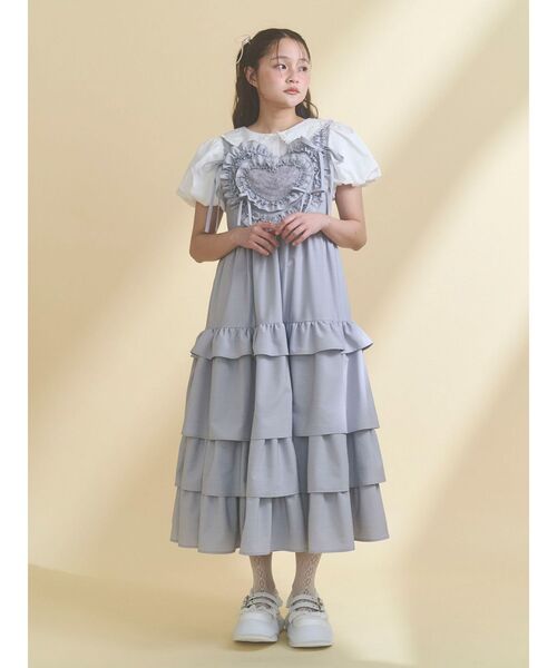 merry jenny（メリージェニー）の「Heartティアードワンピース（ワンピース・レディース・ライトブルー/アイボリー/チャコールグレー・FREE）」の10枚目の写真