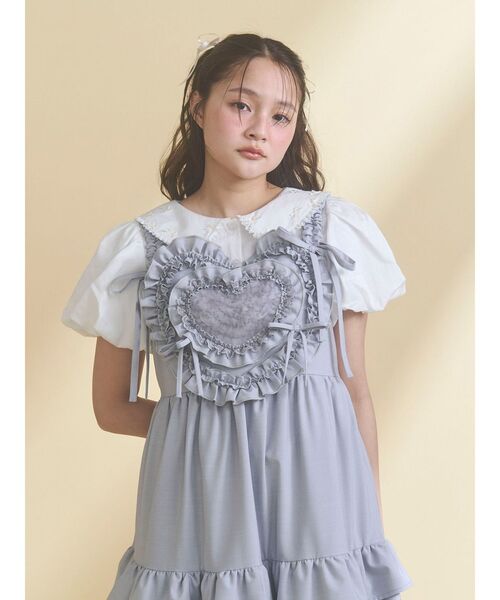 merry jenny（メリージェニー）の「Heartティアードワンピース（ワンピース・レディース・ライトブルー/アイボリー/チャコールグレー・FREE）」の13枚目の写真