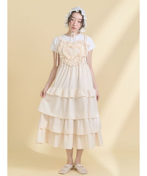 merry jenny（メリージェニー）の「Heartティアードワンピース（ワンピース・レディース・ライトブルー/アイボリー/チャコールグレー・FREE）」の15枚目の写真