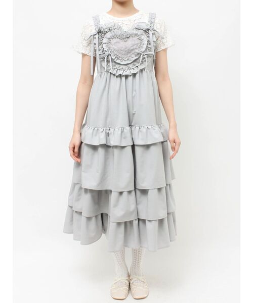 merry jenny（メリージェニー）の「Heartティアードワンピース（ワンピース・レディース・ライトブルー/アイボリー/チャコールグレー・FREE）」の22枚目の写真