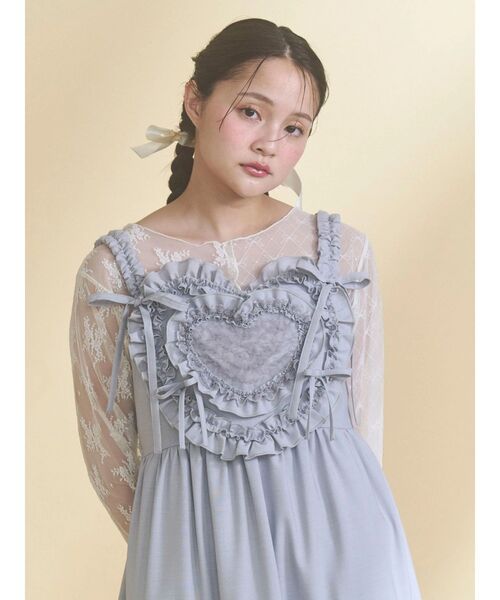 merry jenny（メリージェニー）の「Heartティアードワンピース（ワンピース・レディース・ライトブルー/アイボリー/チャコールグレー・FREE）」の19枚目の写真