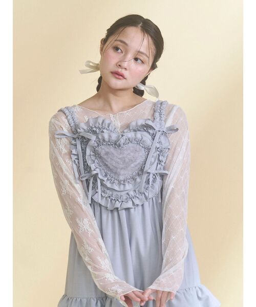 merry jenny（メリージェニー）の「Heartティアードワンピース（ワンピース・レディース・ライトブルー/アイボリー/チャコールグレー・FREE）」の18枚目の写真