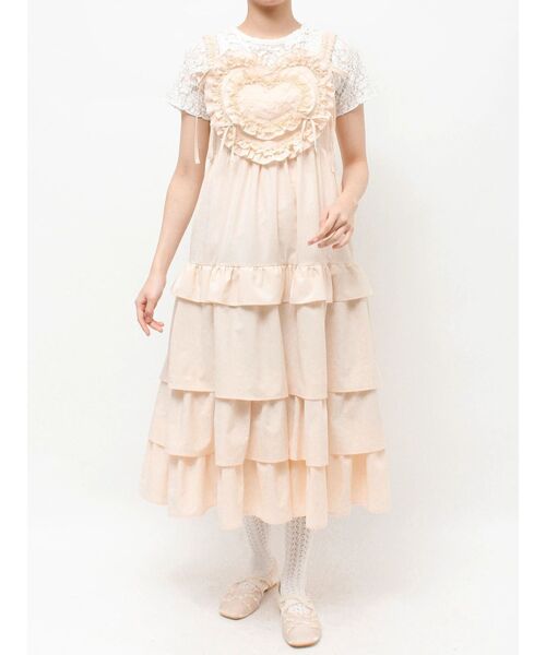 merry jenny（メリージェニー）の「Heartティアードワンピース（ワンピース・レディース・ライトブルー/アイボリー/チャコールグレー・FREE）」の6枚目の写真