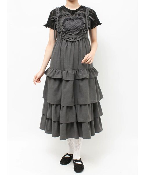 merry jenny（メリージェニー）の「Heartティアードワンピース（ワンピース・レディース・ライトブルー/アイボリー/チャコールグレー・FREE）」の8枚目の写真