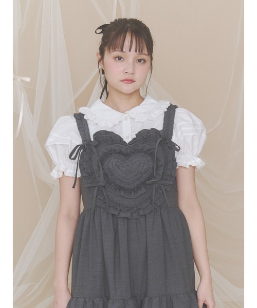 merry jenny（メリージェニー）の「Heartティアードワンピース（ワンピース・レディース・ライトブルー/アイボリー/チャコールグレー・FREE）」の6枚目の写真