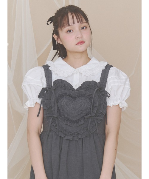 merry jenny（メリージェニー）の「Heartティアードワンピース（ワンピース・レディース・ライトブルー/アイボリー/チャコールグレー・FREE）」の7枚目の写真