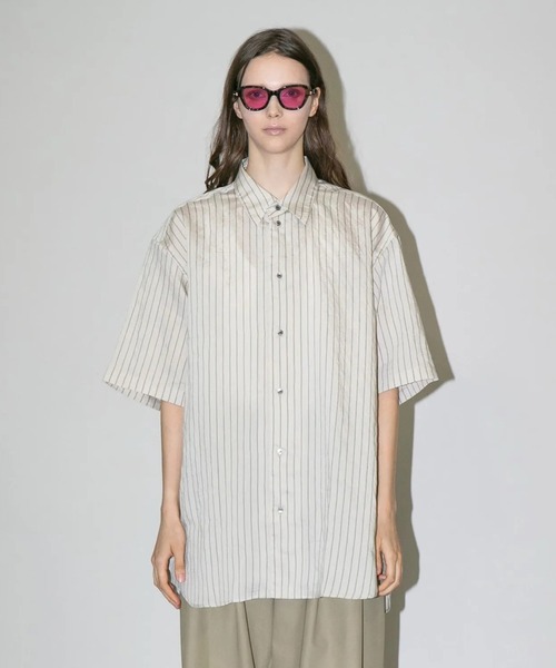 my beautiful landlet（マイビューティフルランドレット）の「【my beautiful landlet】SIZZLE CHECK / CALVIA STRIPE SHORT SLEEVE SHIRT（シャツ/ブラウス・メンズ・ブラック/ブルー/チェック/ベージュ/ライム/ブラウン・1/0）」の3枚目の写真