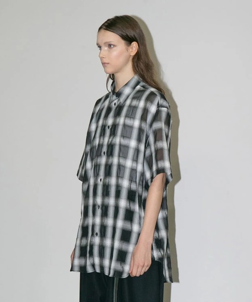 my beautiful landlet（マイビューティフルランドレット）の「【my beautiful landlet】SIZZLE CHECK / CALVIA STRIPE SHORT SLEEVE SHIRT（シャツ/ブラウス・メンズ・ブラック/ブルー/チェック/ベージュ/ライム/ブラウン・1/0）」の8枚目の写真