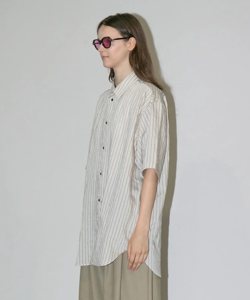 my beautiful landlet（マイビューティフルランドレット）の「【my beautiful landlet】SIZZLE CHECK / CALVIA STRIPE SHORT SLEEVE SHIRT（シャツ/ブラウス・メンズ・ブラック/ブルー/チェック/ベージュ/ライム/ブラウン・1/0）」の11枚目の写真