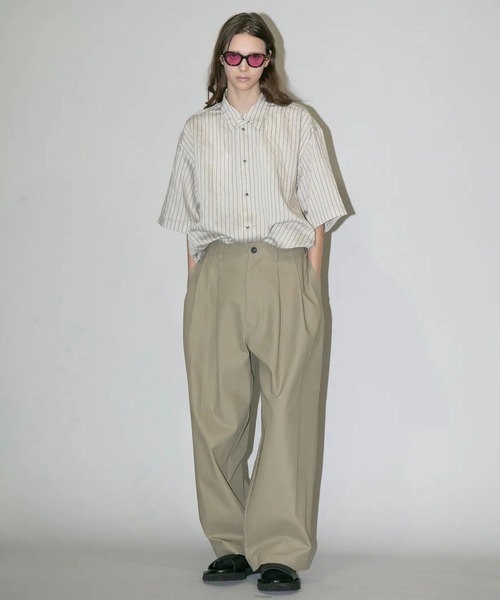 my beautiful landlet（マイビューティフルランドレット）の「【my beautiful landlet】SIZZLE CHECK / CALVIA STRIPE SHORT SLEEVE SHIRT（シャツ/ブラウス・メンズ・ブラック/ブルー/チェック/ベージュ/ライム/ブラウン・1/0）」の13枚目の写真