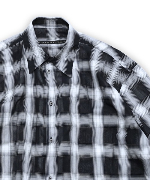 my beautiful landlet（マイビューティフルランドレット）の「【my beautiful landlet】SIZZLE CHECK / CALVIA STRIPE SHORT SLEEVE SHIRT（シャツ/ブラウス・メンズ・ブラック/ブルー/チェック/ベージュ/ライム/ブラウン・1/0）」の17枚目の写真