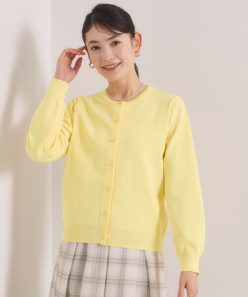 ITS'DEMO（イッツデモ）の「【縮みに強いタフニット】クルーカーディガン（カーディガン/ボレロ・レディース・ライトイエロー系/ピンク系/ピンク/ブラック/ブルー/オフホワイト・00）」の4枚目の写真