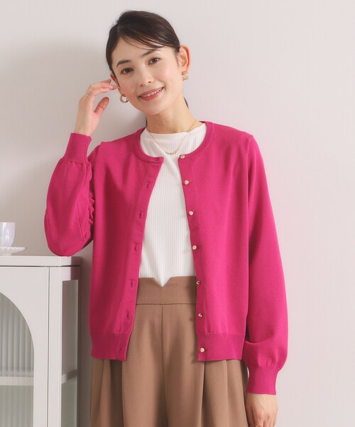 ITS'DEMO（イッツデモ）の「【縮みに強いタフニット】クルーカーディガン（カーディガン/ボレロ・レディース・ライトイエロー系/ピンク系/ピンク/ブラック/ブルー/オフホワイト・00）」の6枚目の写真