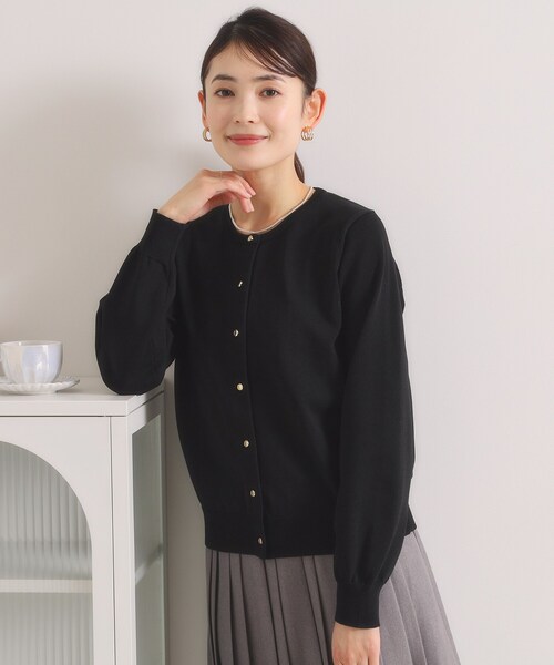 ITS'DEMO（イッツデモ）の「【縮みに強いタフニット】クルーカーディガン（カーディガン/ボレロ・レディース・ライトイエロー系/ピンク系/ピンク/ブラック/ブルー/オフホワイト・00）」の2枚目の写真