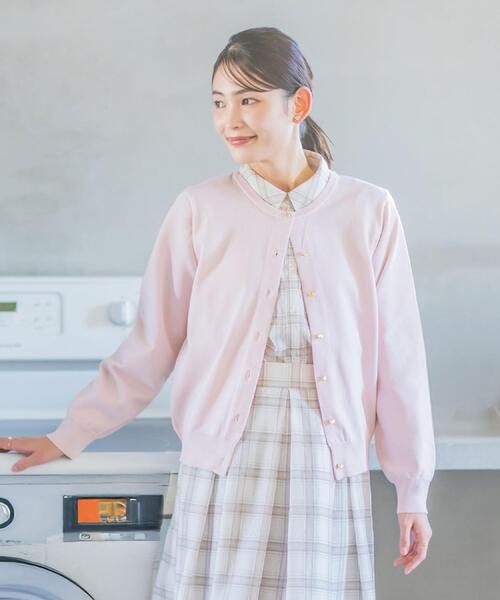 ITS'DEMO（イッツデモ）の「【縮みに強いタフニット】クルーカーディガン（カーディガン/ボレロ・レディース・ライトイエロー系/ピンク系/ピンク/ブラック/ブルー/オフホワイト・00）」の7枚目の写真