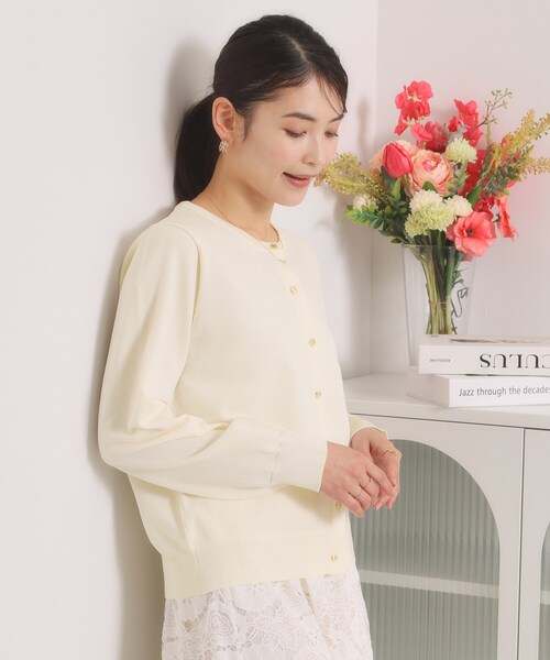 ITS'DEMO（イッツデモ）の「【縮みに強いタフニット】クルーカーディガン（カーディガン/ボレロ・レディース・ライトイエロー系/ピンク系/ピンク/ブラック/ブルー/オフホワイト・00）」の10枚目の写真