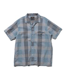 Italian Collar Indigo Panama Weave Plaid