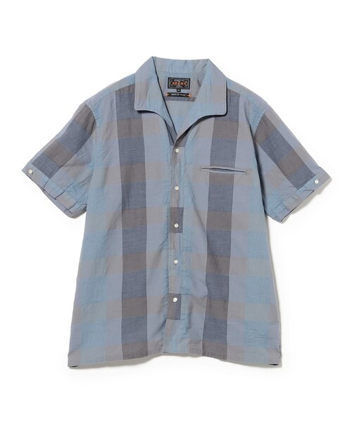 BEAMS PLUS（ビームスプラス）の「Italian Collar Indigo Panama Weave Plaid（シャツ/ブラウス・メンズ・インディゴブルー・MEDIUM/SMALL/LARGE/X-LARGE）」の2枚目の写真