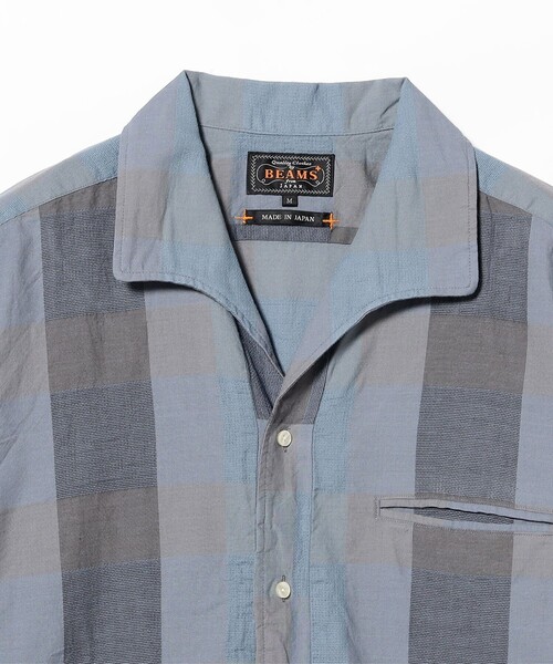 BEAMS PLUS（ビームスプラス）の「Italian Collar Indigo Panama Weave Plaid（シャツ/ブラウス・メンズ・インディゴブルー・MEDIUM/SMALL/LARGE/X-LARGE）」の3枚目の写真