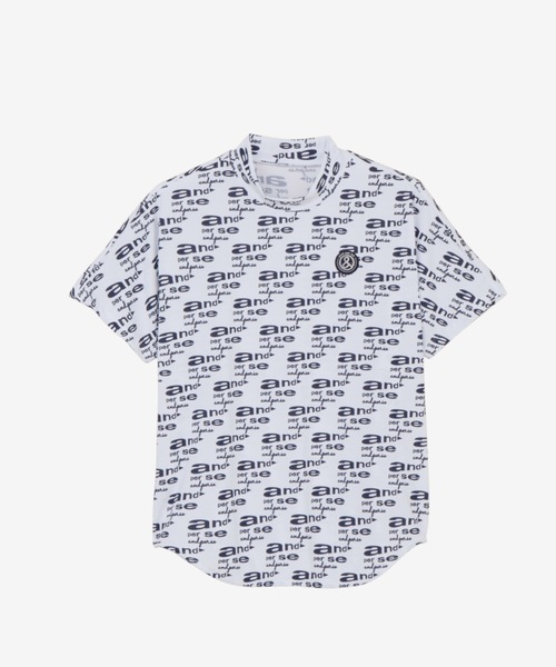 and per se(アンパスィ)の「COOL is COOL プリンテッド半袖モックネックシャツ(レディース)(Tシャツ/カットソー・レディース・ネイビー/ベージュ/ホワイト・LL/L/M)」の2枚目の写真