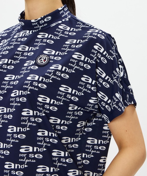 and per se(アンパスィ)の「COOL is COOL プリンテッド半袖モックネックシャツ(レディース)(Tシャツ/カットソー・レディース・ネイビー/ベージュ/ホワイト・LL/L/M)」の9枚目の写真
