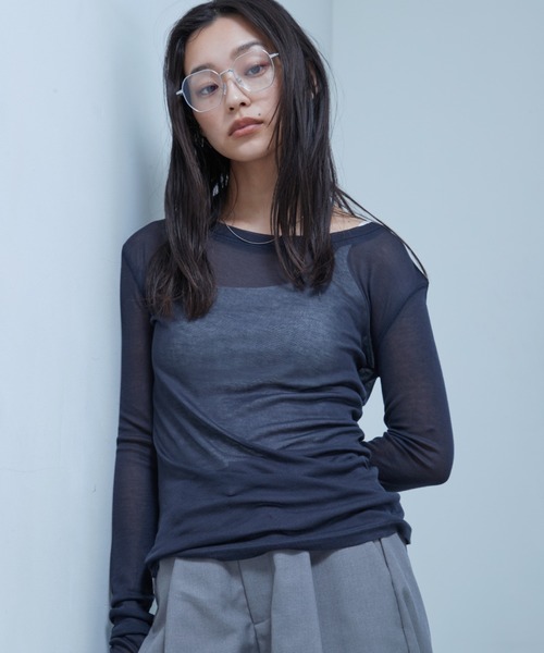 セール】Sheer Long Sleeve Tee／シアーロングスリーブTEE（Tシャツ